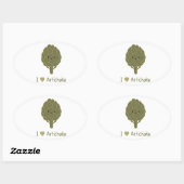 Sticker Ovale J'aime l'artichaut (Feuille)