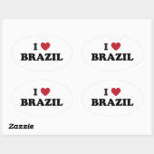 Sticker Ovale J'aime le Brésil (Feuille)