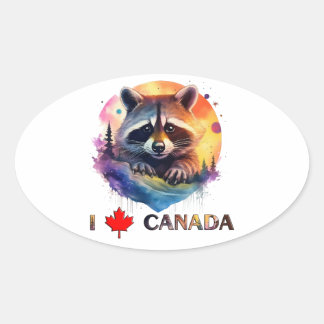 Sticker Ovale J'aime le Canada