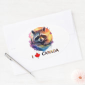Sticker Ovale J'aime le Canada (Enveloppe)