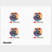 Sticker Ovale J'aime le Canada (Feuille)