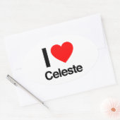Sticker Ovale j'aime le celeste (Enveloppe)