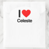 Sticker Ovale j'aime le celeste (Sac)