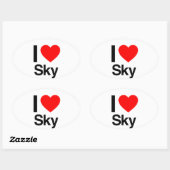 Sticker Ovale j'aime le ciel (Feuille)