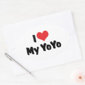 Sticker Ovale J'aime le coeur Mon YoYo (Enveloppe)