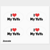 Sticker Ovale J'aime le coeur Mon YoYo (Feuille)