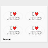 Sticker Ovale J'aime le judo (Feuille)