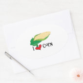 Sticker Ovale J'aime le maïs (Enveloppe)