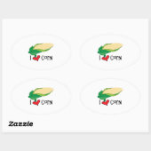 Sticker Ovale J'aime le maïs (Feuille)
