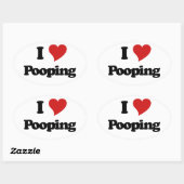 Sticker Ovale J'Aime Le Pooping (Feuille)