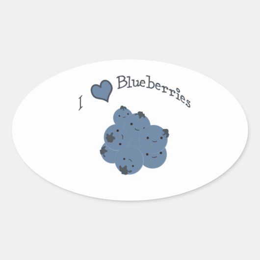 Sticker Ovale J'aime les bleuets (Devant)