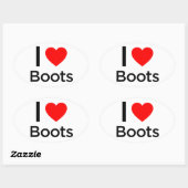 Sticker Ovale J'aime les bottes (Feuille)
