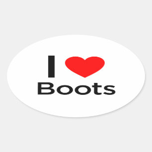 Sticker Ovale J'aime les bottes