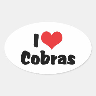 Sticker Ovale J'aime les cobras à cœur