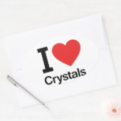Sticker Ovale J'aime les cristaux (Enveloppe)