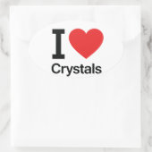 Sticker Ovale J'aime les cristaux (Sac)
