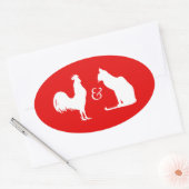 STICKER OVALE J'AIME LES DEUX (Enveloppe)