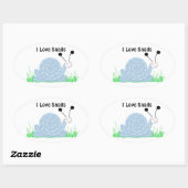Sticker Ovale J'aime les escargots (Feuille)