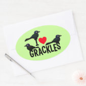 Sticker Ovale J'Aime Les Grackles (Enveloppe)