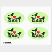 Sticker Ovale J'Aime Les Grackles (Feuille)