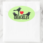 Sticker Ovale J'Aime Les Grackles (Sac)