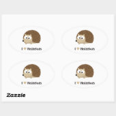Sticker Ovale J'aime les hérissons (Feuille)