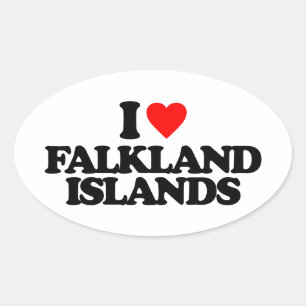 STICKER OVALE J'AIME LES ÎLES FALKLAND