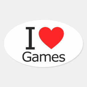 Sticker Ovale J'aime les jeux