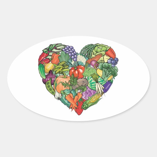 Sticker Ovale J'aime les Légumes (Devant)