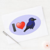 Sticker Ovale J'Aime Les Martins Violets (Enveloppe)