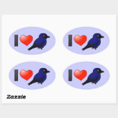 Sticker Ovale J'Aime Les Martins Violets (Feuille)