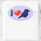 Sticker Ovale J'Aime Les Martins Violets (Sac)