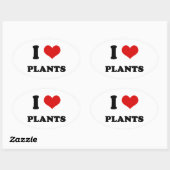 Sticker Ovale J'aime les Plantes (Feuille)