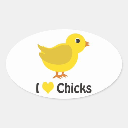 Sticker Ovale J'aime les poussins ! (Devant)