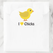 Sticker Ovale J'aime les poussins ! (Sac)