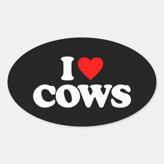 STICKER OVALE J'AIME LES VACHES (Devant)