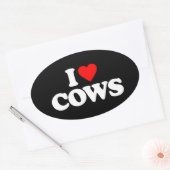 STICKER OVALE J'AIME LES VACHES (Enveloppe)