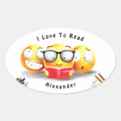 Sticker Ovale J'Aime Lire Lecteur De Livres (Devant)