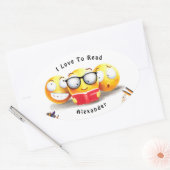 Sticker Ovale J'Aime Lire Lecteur De Livres (Enveloppe)
