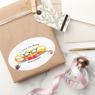 Sticker Ovale J'Aime Lire Lecteur De Livres