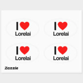 Sticker Ovale j'aime lorelai (Feuille)