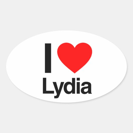 Sticker Ovale j'aime lydia (Devant)