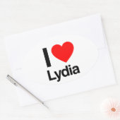 Sticker Ovale j'aime lydia (Enveloppe)