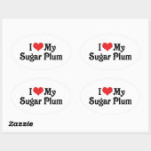 Sticker Ovale J'Aime Ma Plum De Sucre (Feuille)