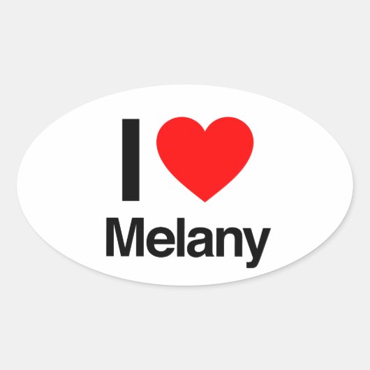 Sticker Ovale j'aime melany (Devant)