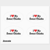 Sticker Ovale J'aime mes joues douces (Feuille)