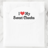 Sticker Ovale J'aime mes joues douces (Sac)