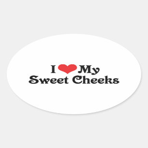 Sticker Ovale J'aime mes joues douces