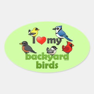 Sticker Ovale J'Aime Mes Oiseaux Jardins