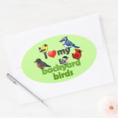 Sticker Ovale J'Aime Mes Oiseaux Jardins (Enveloppe)
